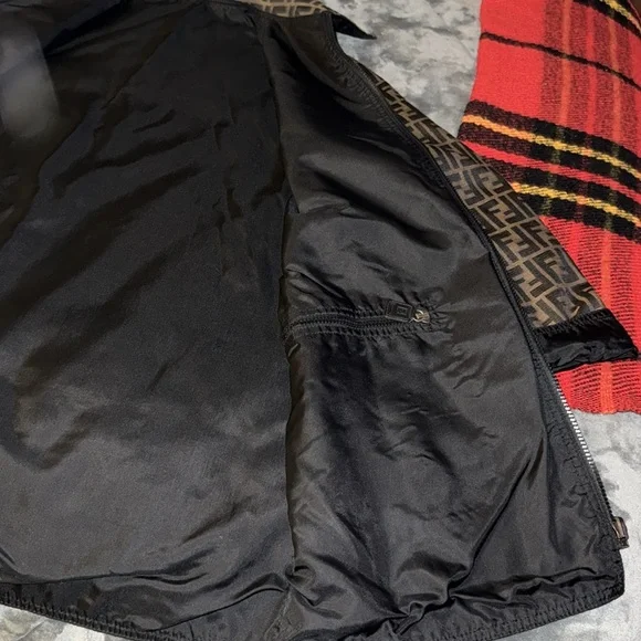 Pre-loved Fendi Zucca vintage reversible coat unisex’s excellent condition.
